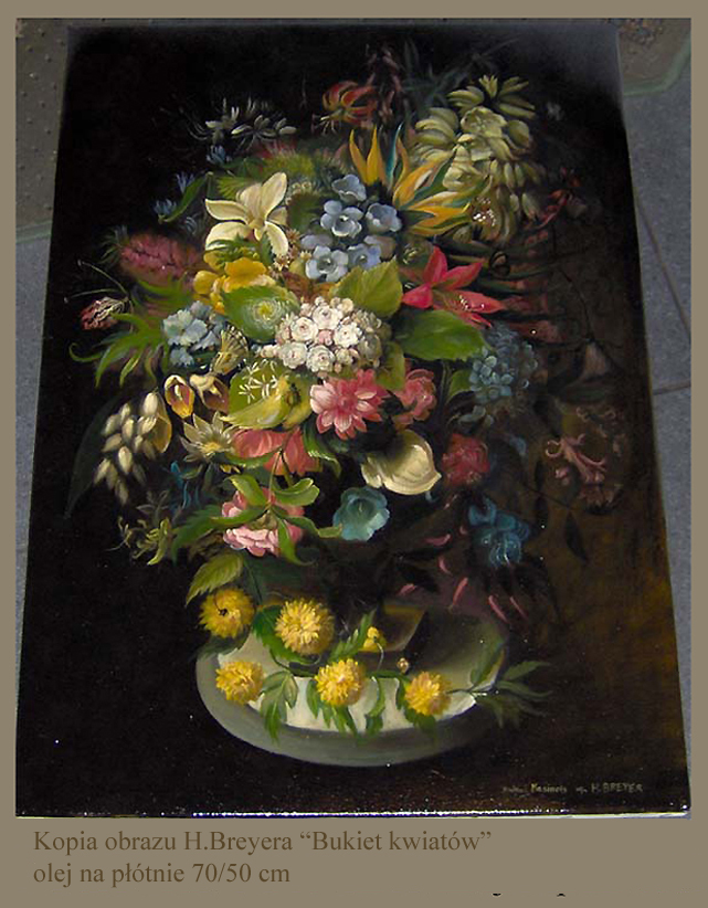 Kopia obrazu Henryka Breyera "Kwiaty" 50/70 cm