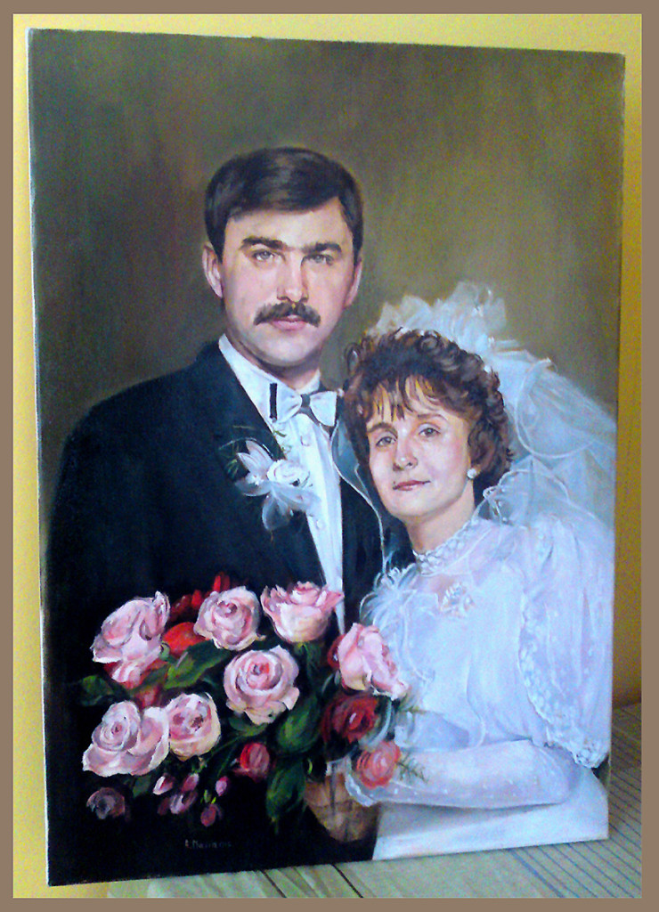 portret ślubny olej na płótnie 70/50 cm