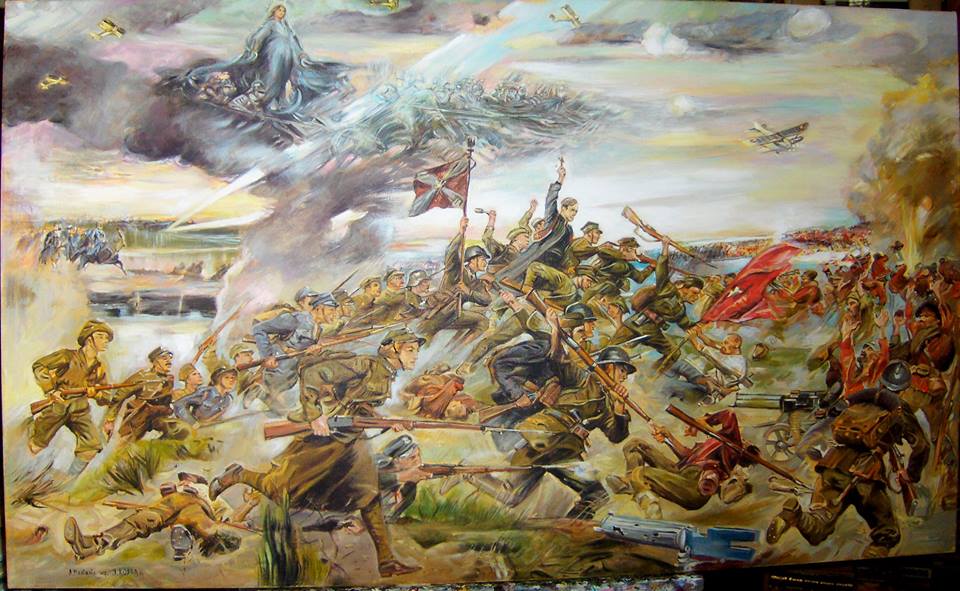 Kopia obrazu Jerzego Kossaka "Cud nad Wisłą" olej na płótnie 110/65 cm 